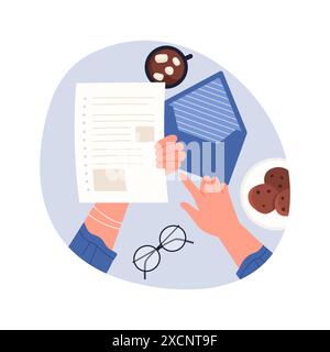 Hands of employee holding paper letter, office postal communication vector illustration Stock Vector