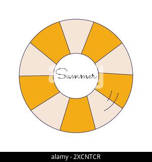 Summer. Yellow retro circle, lifebuoy simple vector. Isolated on white Stock Vector