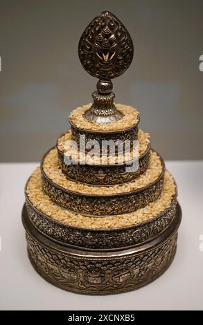 Rice mandala from Tibet. Dated 19th Century Stock Photo
