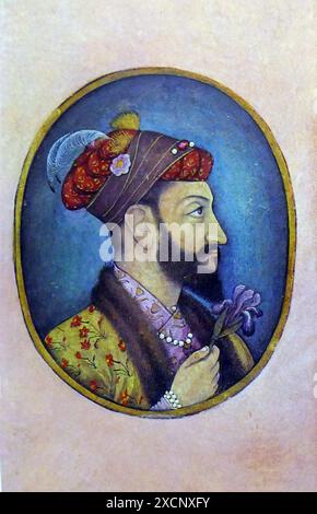 Mughal portrait of Aurangzeb (1618-1707) a Mughal Emperor. Dated 17th Century Stock Photo