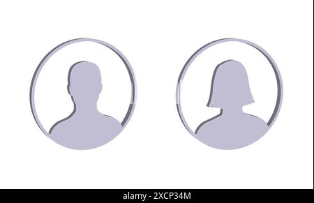 Man and woman empty avatars set 3d. Stock Vector