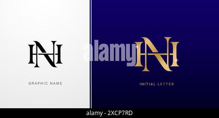 Luxury letter HN logo icon design template monogram with a letter logo elegant style for business cards elements, branding company identity Stock Vector
