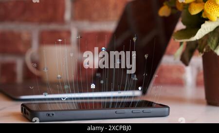 Artificial Intelligence Quantum Computer Technology Concept. Stock Photo