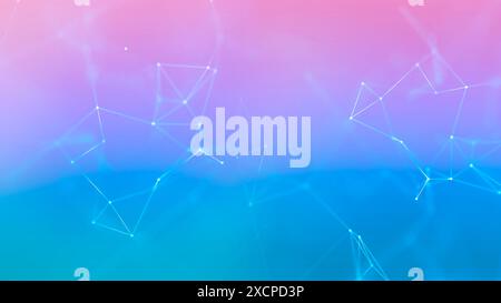 Abstract triangular networks connecting dots. Geometric plexus background. Concept of neural, scientific or technological connection. Stock Photo