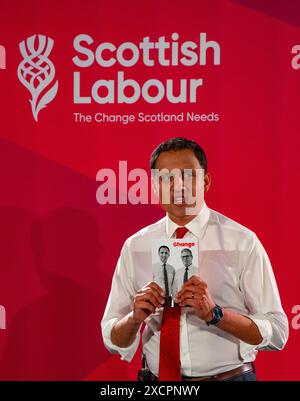 Edinburgh, Scotland, UK. 18th June 2024. Scottish Labour Leader Anas Sarwar launches the Scottish Labour General Election manifesto at Murrayfield stadium today.  Iain Masterton/Alamy Live News Stock Photo