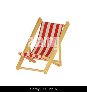 Realistic render lounger isolated on white background. 3D concept cartoon beach chair. Vector illustration Stock Vector
