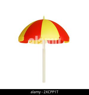 Realistic render beach umbrella isolated on white background. 3D concept cartoon umbrella. Vector illustration Stock Vector