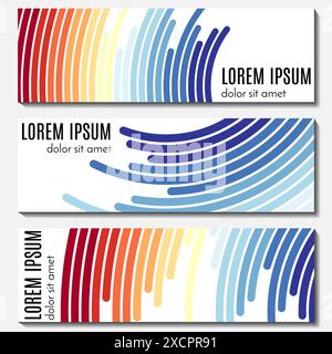 Set of colorful abstract header banners with curved lines and place for text. Vector backgrounds for web design. Stock Vector