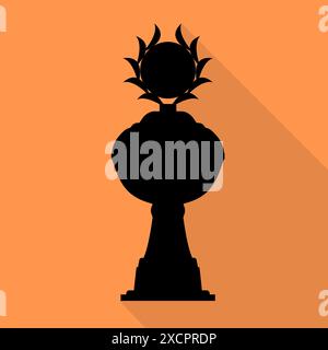 Champion cup in flat style with shadow. Championship prize for first place. Victory symbol. Vector illustration. Stock Vector