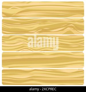 Five wooden boards. Vector abstract wood texture in flat design. Stock Vector