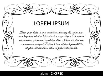 Decorative vintage horizontal frame with the place for your text in center. Vintage ornament greeting card template. Vector illustration. Stock Vector