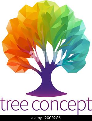 Rainbow Tree Abstract Stylised Concept Design Icon Stock Vector