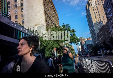 Ticket holders at the Tribeca Festival, formerly the Tribeca Film Festival, at the SVA Theatre in Chelsea in New York on Wednesday, June 12, 2024. (© Richard B. Levine) Stock Photo