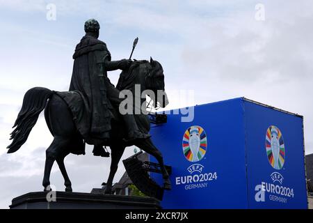 Statue of King Frederick William III near the Heumarkt Fanzone, Cologne. Scotland will face Switzerland in their second Euro 2024 group A game tomorrow evening. Picture date: Tuesday June 18, 2024. Stock Photo