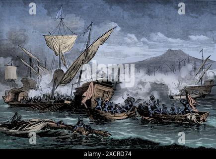 The Battle of Lepanto took place in the Gulf of Corinth on October 7, 1571 when a fleet of the Holy League, a coalition of southern European Catholic Stock Photo