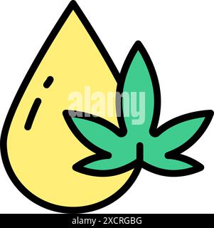 Hemp cannabinoid extract vector icon. Medical marijuana or CBD oil drop color vector icon. Simple sign for mobile concept and web design. Symbol, logo Stock Vector