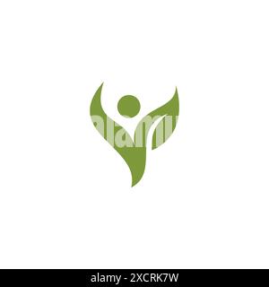 Letter V Leaf Logo. Health Eco Friendly Logo. People Leaf Logo Stock Vector