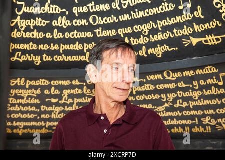 Cali, Colombia - June 17, 2024: Senior tourists at the famous Jairo Varela Square. Senior travel concept. Stock Photo