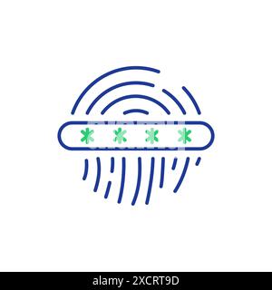 Fingerprint Loop Icon with Password inside. Fingerprint Security Identification line Icon. Finger print Secure Authentication and Authorization Icon Stock Vector