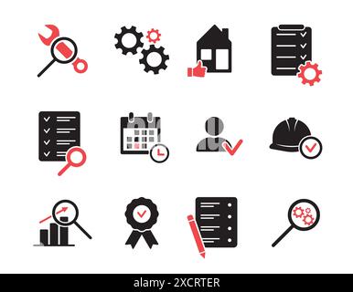 Inspection icons. Quality research, Testing and Safety check icons ...