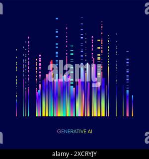 Illustration of abstract stream. Artificial intelligence. Big data, technology, data transfer, data flow, large language model, generative AI Stock Vector