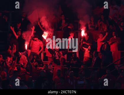 Dortmund, Germany. 18th June, 2024. Fans with flares during the UEFA European Championships match at BVB Stadion, Dortmund. Picture credit should read: David Klein/Sportimage Credit: Sportimage Ltd/Alamy Live News Stock Photo