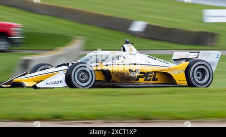 June 08, 2024: IndyCar #3 Scott McLaughlin drives his Team Penske XPEL car during qualifying before the XPEL Grand Prix at Road America in Elkhart Lake, WI - Mike Wulf/CSM Stock Photo