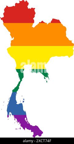 Thailand map contour of a pride flag vector illustration Stock Vector