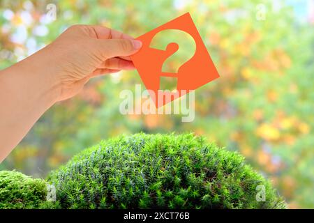 green moss, beautiful blurred natural landscape, good weather, seasonal concept, blank, banner for designer for postcards, wallpapers Stock Photo