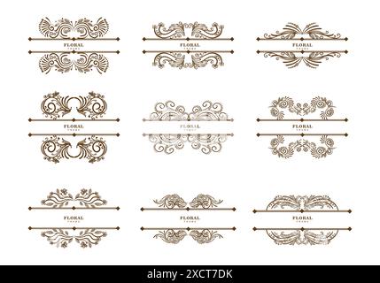 Vintage floral dividers set Stock Vector