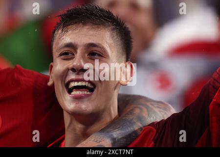 Dortmund, Germany. 18th June, 2024. Arda Guler of Turkiye celebrates at the end of the Uefa Euro 2024 Group F match between Turkiye and Georgia at BVB Stadion Dortmund on June 18, 2024 in Dortmund, Germany. Credit: Marco Canoniero/Alamy Live News Stock Photo