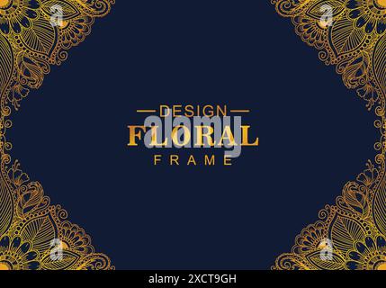 Artistic pattern of decorative golden floral frame Stock Vector