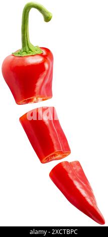 red hot chili pepper slices isolated on the white background. Clipping path. Stock Photo