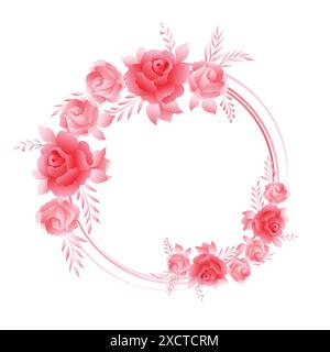 Beautiful pink roses composition wedding flowers background Stock Vector