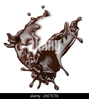 chocolate splash isolated on a white background. Clipping path. 3d rendering. Stock Photo