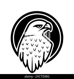 Mighty Falcon logo or modern line icon. Vector line art and icon design with bold outline. Black and white Pixel Perfect minimalistic symbol isolate w Stock Vector