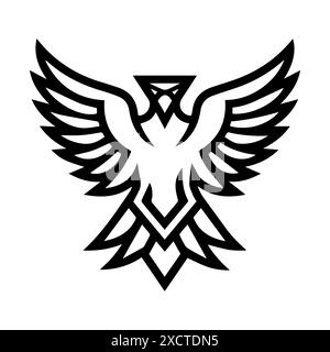 Abstract Eagle logo or modern line icon. Vector line art and icon design with bold outline. Black and white Pixel Perfect minimalistic symbol isolate Stock Vector