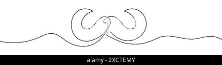 Continuous editable line drawing of mustache icon. One line drawn mustache. Vector illustration. Mustache icon in one line. Stock Vector