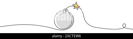 Continuous editable line drawing of dynamite. One line drawing of bomb icon. Vector illustration. Dynamite icon in one line. Stock Vector