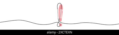 Continuous editable line drawing of exclamation mark. One line drawn exclamation mark. Vector illustration. Exclamation mark in one line. Stock Vector