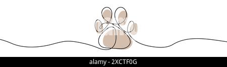 Continuous editable line drawing of Animal footprint . One line drawing of animal footprint icon. Vector illustration. Animal footprint icon in one li Stock Vector