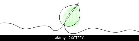 Continuous editable line drawing of leaf icon. One line drawn leaf. Vector illustration. Leaf icon in one line. Stock Vector