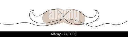Continuous editable line drawing of mustache icon. One line drawn mustache. Vector illustration. Mustache icon in one line. Stock Vector