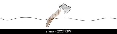 Continuous editable line drawing of axe icon. One line drawn axe. Vector illustration. Axe icon in one line. Stock Vector