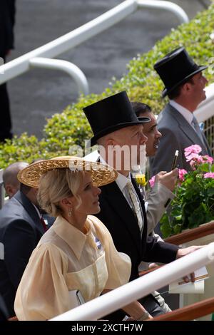 Zara Tindall with her husband Mike Tindall attend Day One of Royal Ascot at Ascot Racecourse in Berkshire Stock Photo