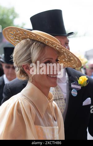 Zara Tindall with her husband Mike Tindall attend Day One of Royal Ascot at Ascot Racecourse in Berkshire Stock Photo