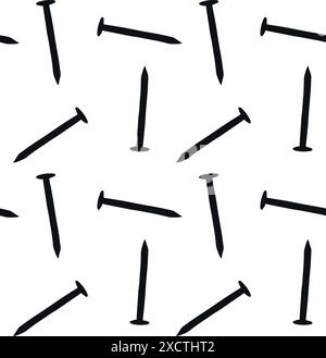 Vector seamless pattern of hand drawn nail pin silhouette isolated on white background Stock Vector