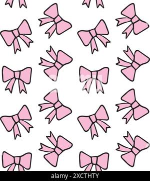 Vector seamless pattern of pink hand drawn sketch doodle bow ties isolated on white background Stock Vector