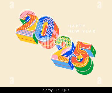 2025 New Year banner, poster with 3d numbers Stock Vector