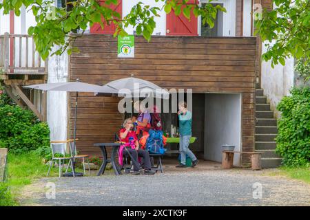 Coffee bar café refreshment stop serving pilgrims walking the Camino de Santiago the way of St James pilgrim route on the way over the Pyrenees Stock Photo